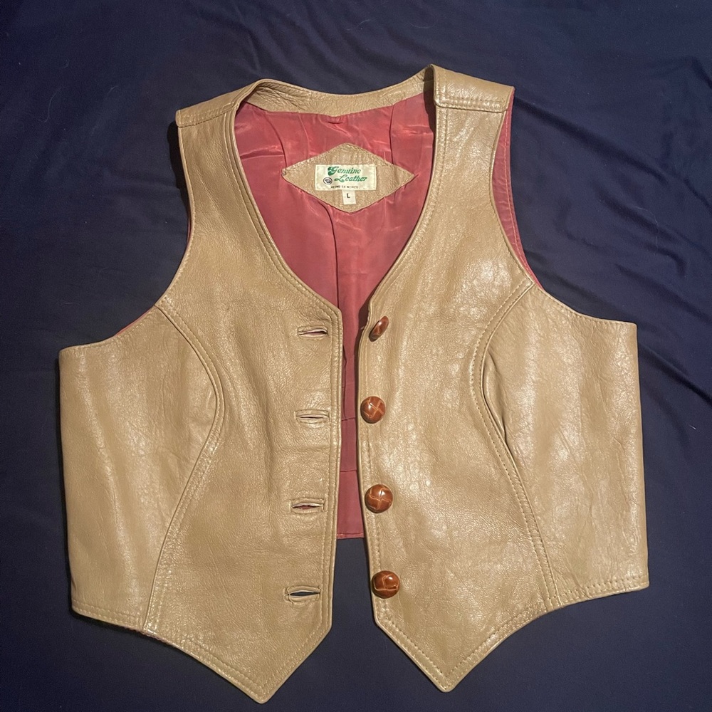 Vintage Elegant Tan Leather Vest